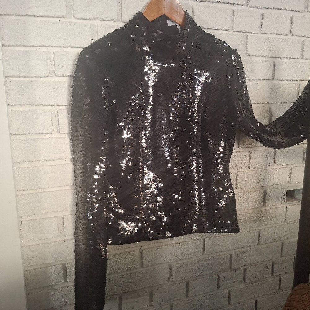 Frame Black Sequin Turtleneck - image 1